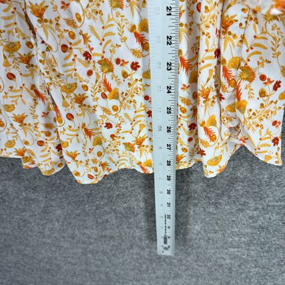 Rose + Olive Blouse Women 1X Plus White Floral V-Neck 3/4 Sleeve Tasseled Casual - Picture 6 of 7